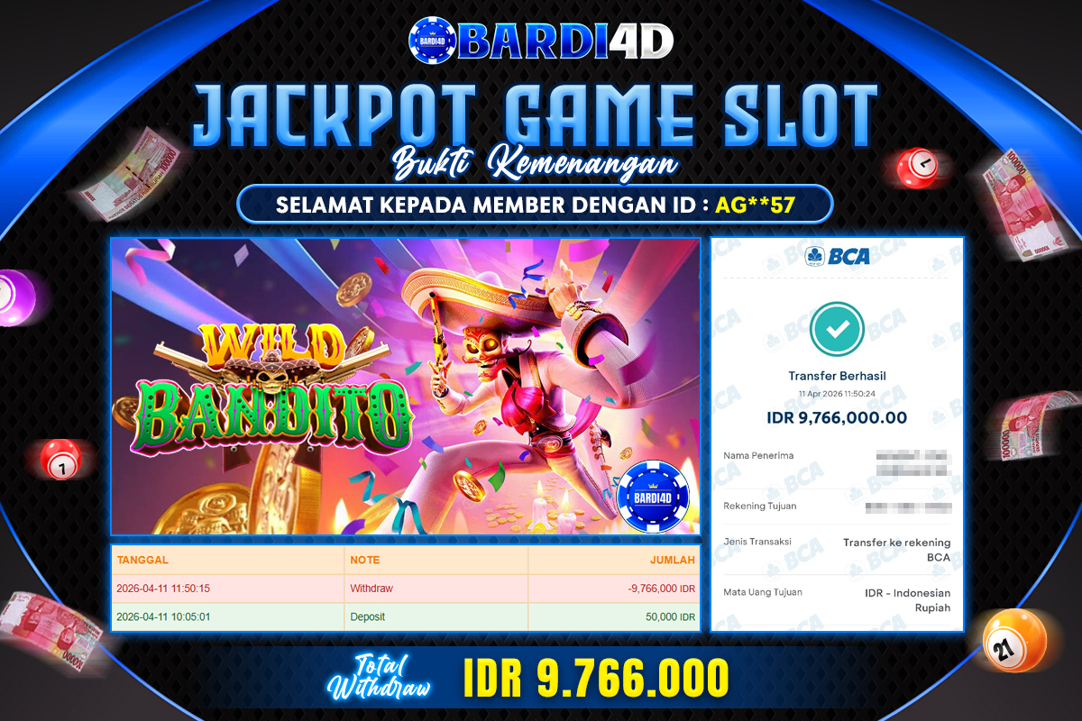 BARDI4D - BAYAR JACKPOT SLOT WILD BANDITO TOTAL RP.9.766.000 | DIBAYAR LUNAS