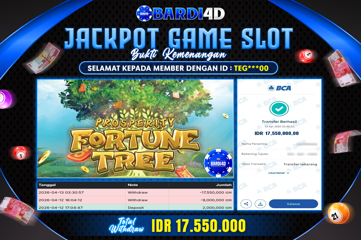 BARDI4D - BAYAR JACKPOT SLOT FORTUNE TREE TOTAL RP.17.550.000 | DIBAYAR LUNAS