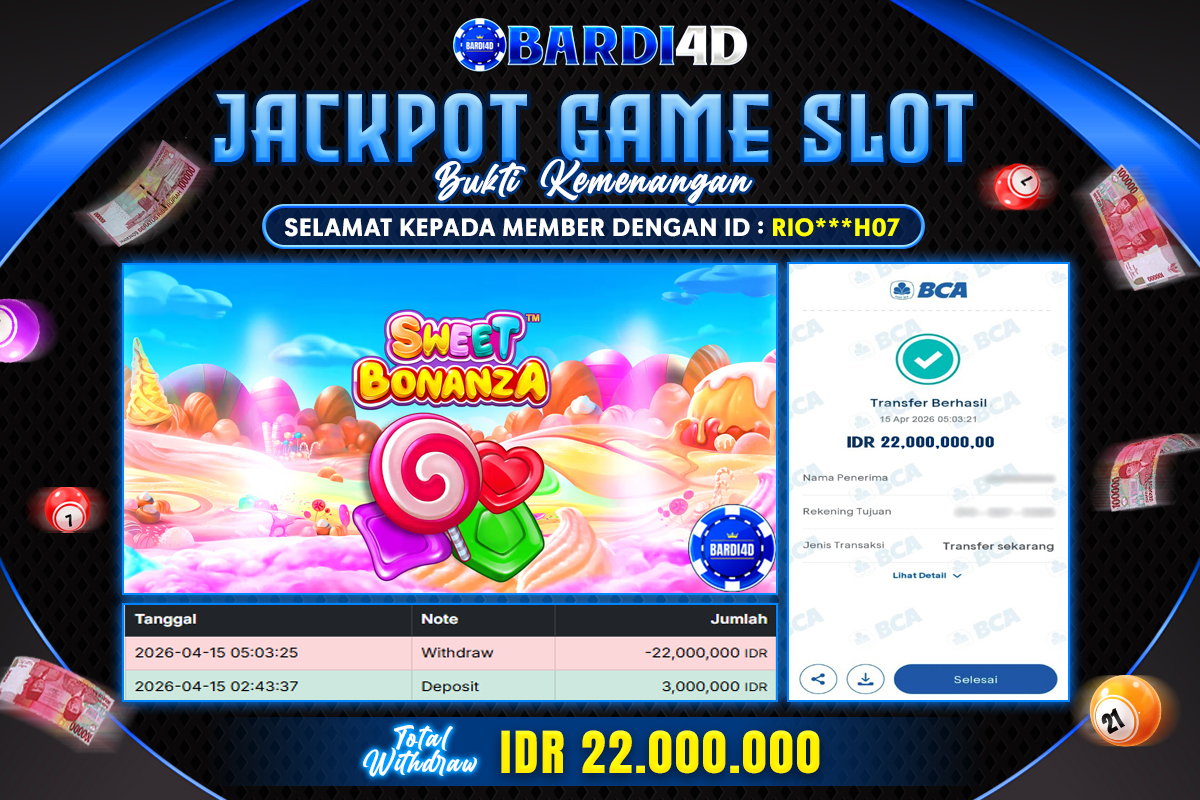 BARDI4D - BAYAR JACKPOT SLOT SWEET BONANZA TOTAL RP.22.000.000 | DIBAYAR LUNAS