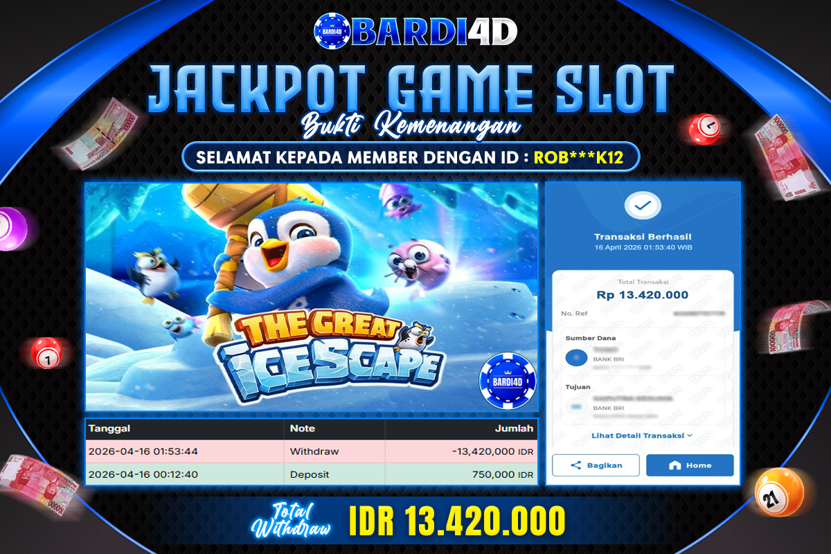 BARDI4D - BAYAR JACKPOT SLOT THE GREAT ICE SCAPE TOTAL RP.13.420.000 | DIBAYAR LUNAS