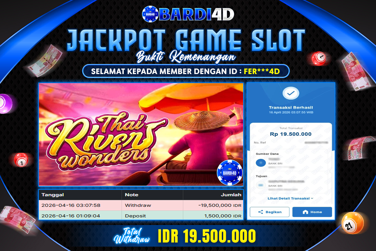 BARDI4D - BAYAR JACKPOT SLOT THAI RIVERS WONDERS TOTAL RP.10.000.000 | DIBAYAR LUNAS