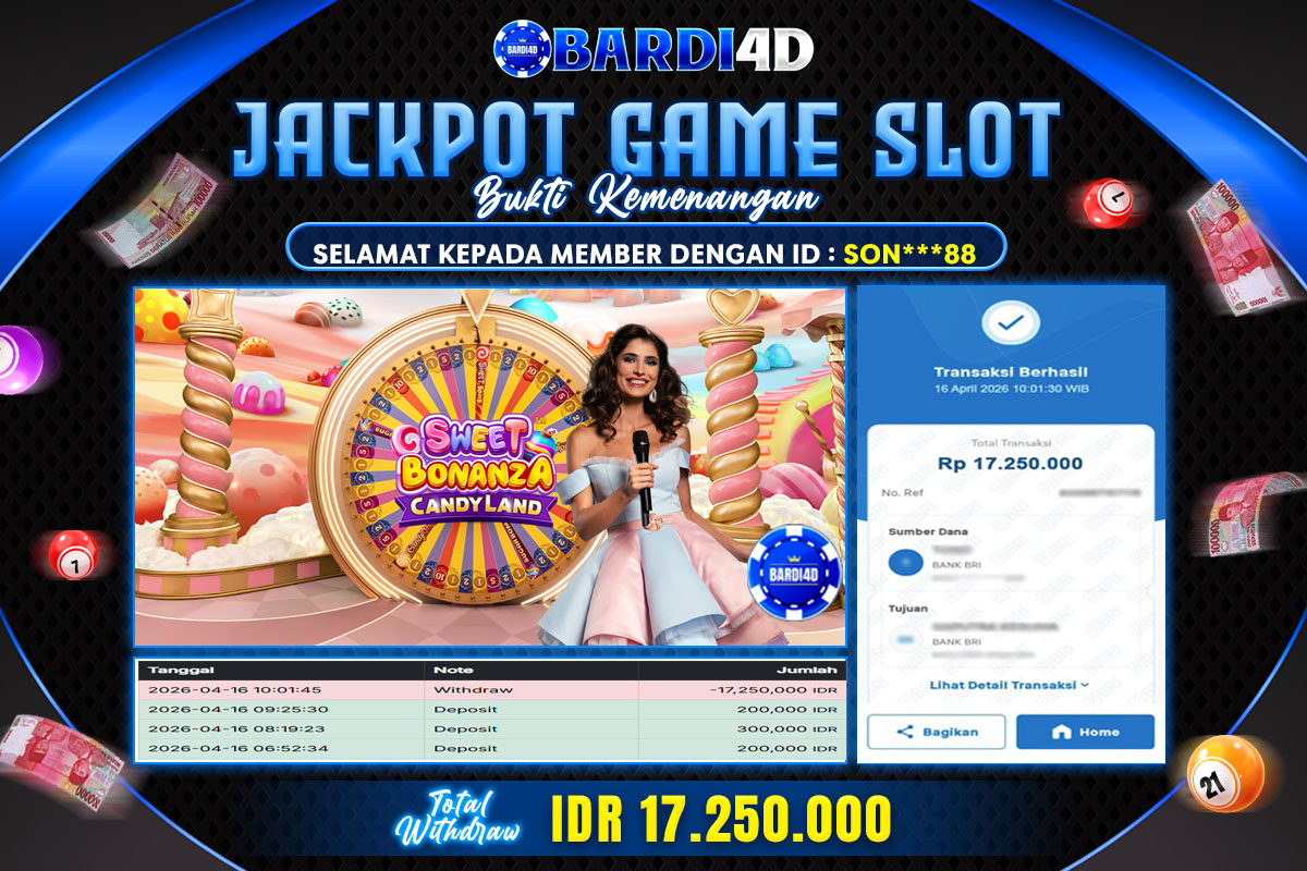 BARDI4D - BAYAR JACKPOT SWEET BONANZA CANDY LAND RP.17.250.000 | DIBAYAR LUNAS