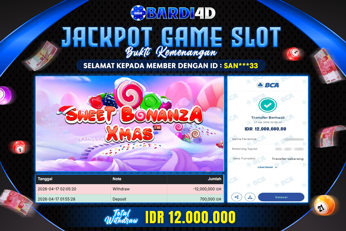 BARDI4D - BAYAR JACKPOT SLOT SWEET BONANZA XMAS TOTAL RP.12.000.000 | DIBAYAR LUNAS