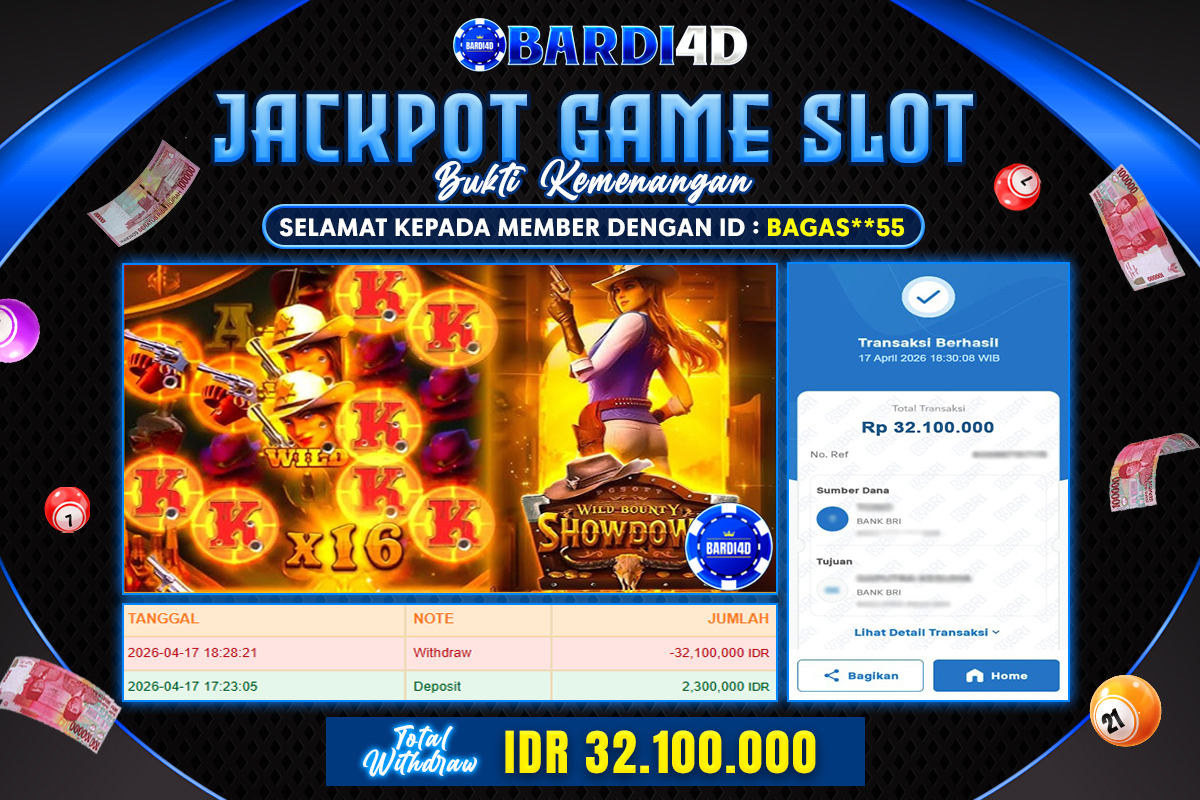 BARDI4D - BAYAR JACKPOT SLOT WILD BOUNTY SHOWDOWN TOTAL RP.32.100.000 | DIBAYAR LUNAS