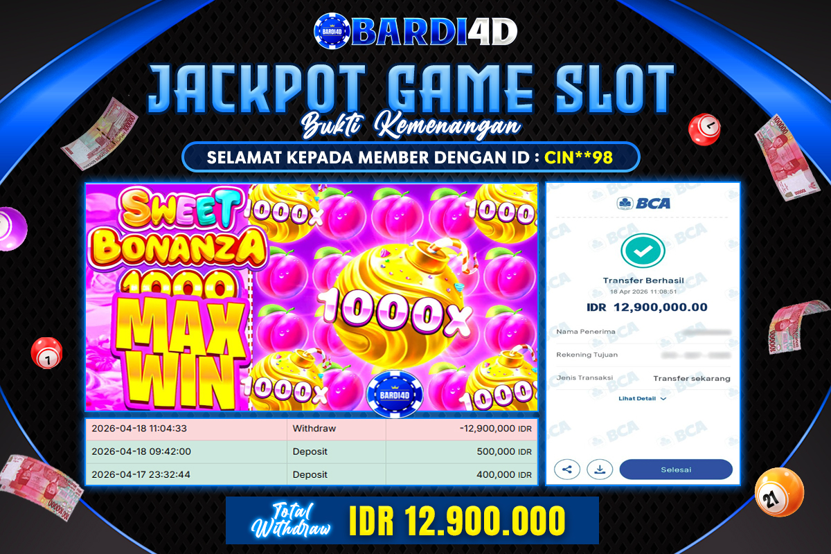 BARDI4D - BAYAR JACKPOT SLOT SWEET BONANZA 1000 TOTAL RP.12.900.000 | DIBAYAR LUNAS