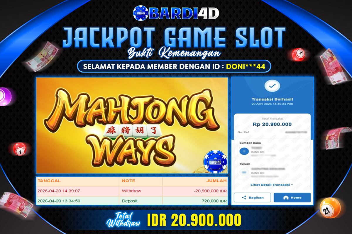 BARDI4D - BAYAR JACKPOT SLOT MAHJONG WAYS TOTAL RP.20.900.000 | DIBAYAR LUNAS
