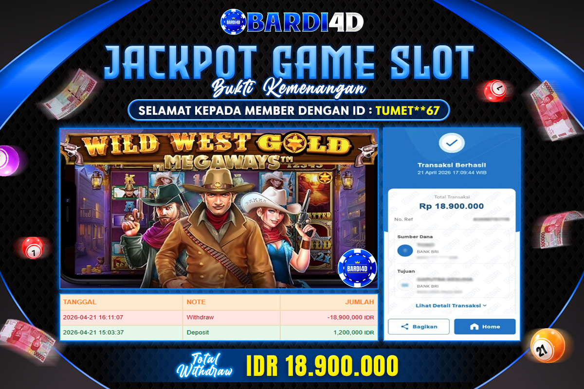 BARDI4D - BAYAR JACKPOT SLOT WILD WEST GOLD TOTAL RP.18.900.000 | DIBAYAR LUNAS