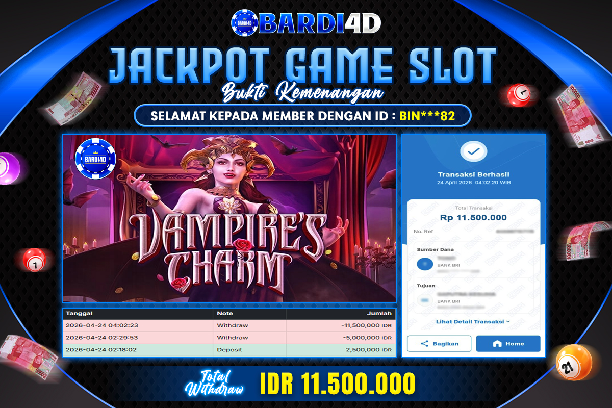 BARDI4D - BAYAR JACKPOT SLOT VAMPIRE'S SHARM TOTAL RP.11.500.000 | DIBAYAR LUNAS