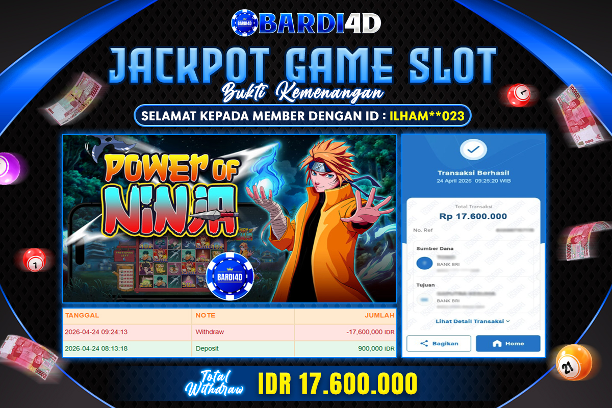 BARDI4D - BAYAR JACKPOT SLOT POWER OF NINJA TOTAL RP.17.600.000 | DIBAYAR LUNAS