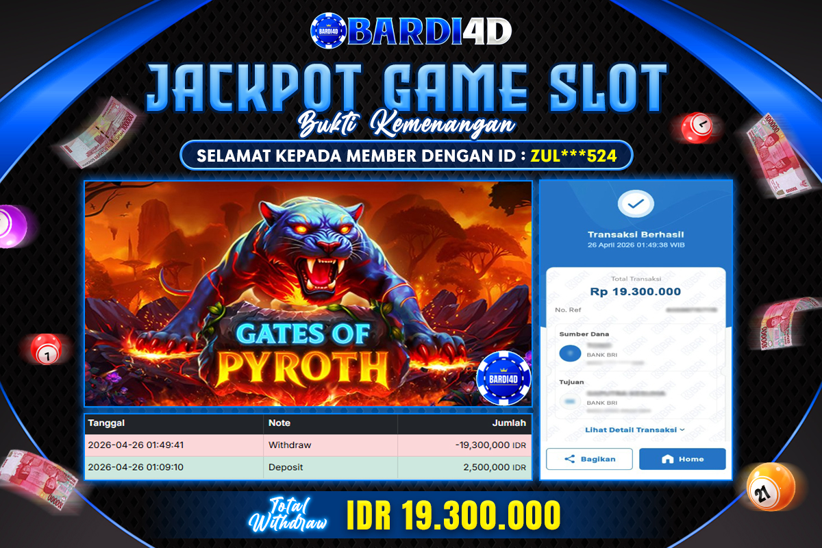 BARDI4D - BAYAR JACKPOT SLOT GATES OF PYROTH TOTAL RP.19.300.000 | DIBAYAR LUNAS