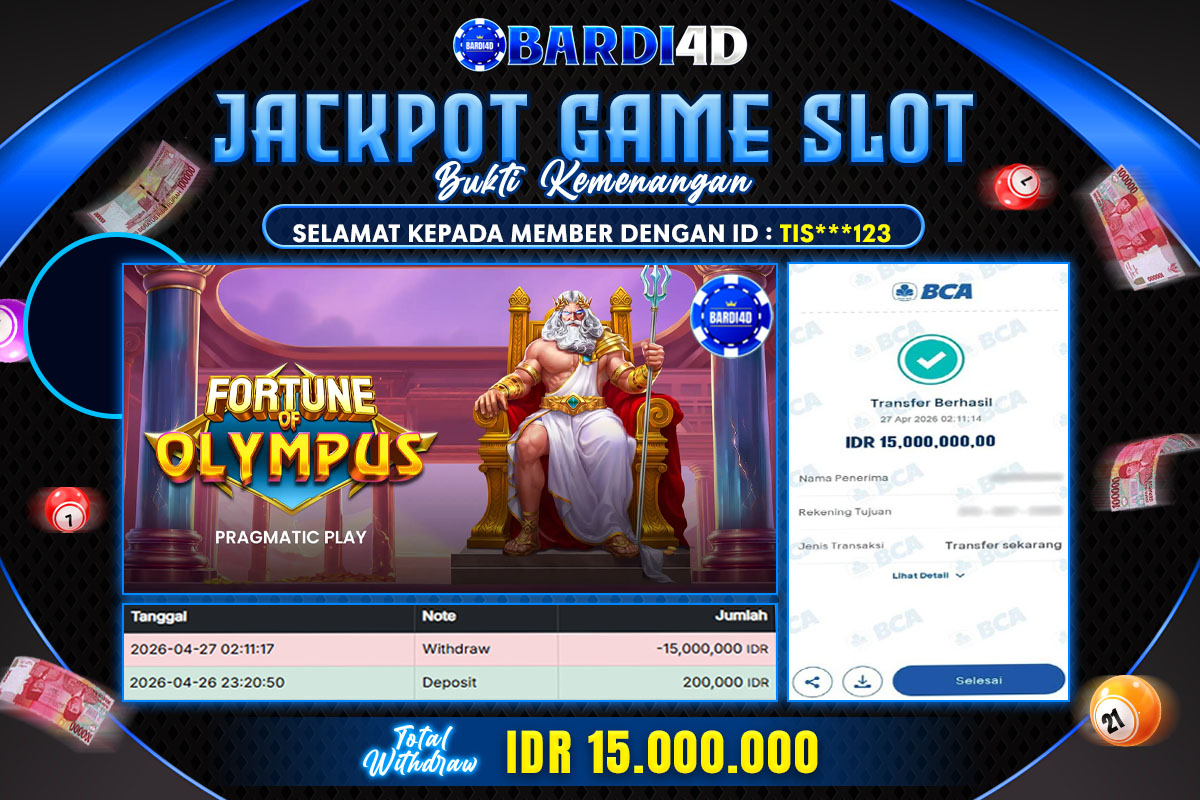 BARDI4D - BAYAR JACKPOT SLOT FORTUNE OF OLYMPUS TOTAL RP.15.000.000 | DIBAYAR LUNAS