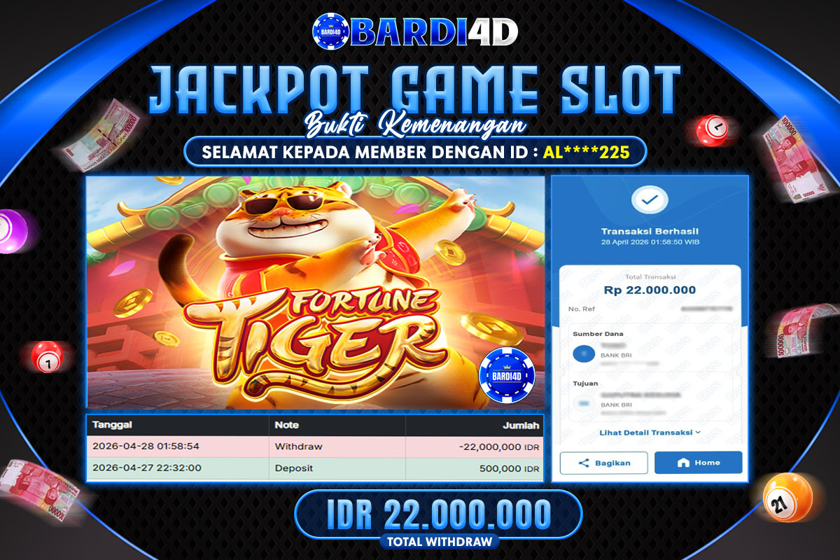 BARDI4D - BAYAR JACKPOT SLOT FORTUNE TIGER TOTAL RP.22.000.000 | DIBAYAR LUNAS