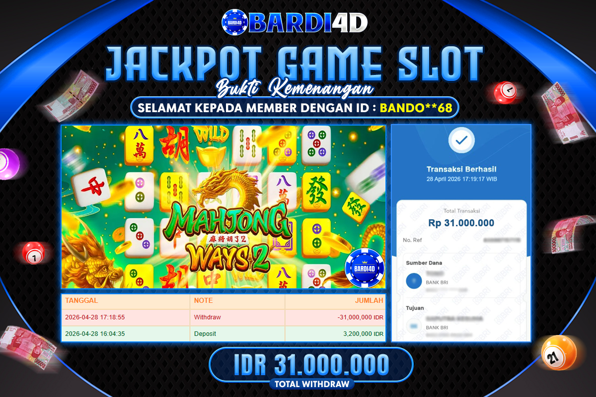 BARDI4D - BAYAR JACKPOT SLOT MAHJONG WAYS 2 TOTAL RP.31.000.000 | DIBAYAR LUNAS