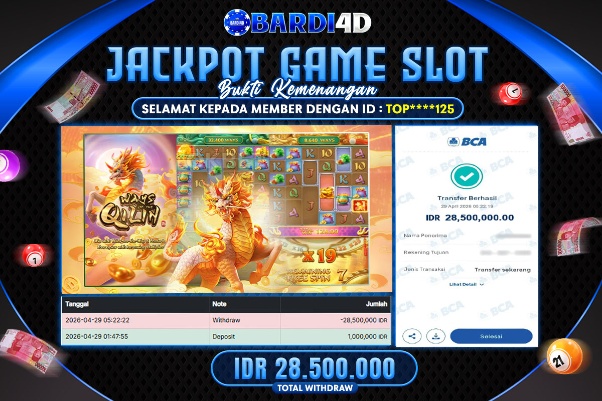 BARDI4D - BAYAR JACKPOT SLOT WAYS OF THE QILIN TOTAL RP.28.500.000 | DIBAYAR LUNAS