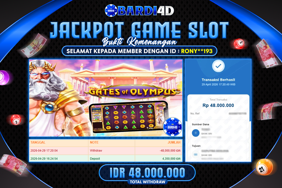 BARDI4D - BAYAR JACKPOT SLOT GATES OF OLYMPUS TOTAL RP.48.000.000 | DIBAYAR LUNAS
