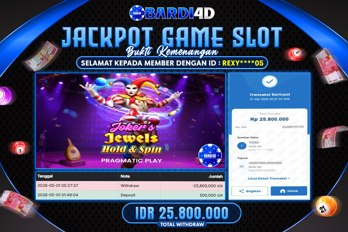 BARDI4D - BAYAR JACKPOT SLOT JOKERS JEWELS HOLD &amp; SPIN TOTAL RP.25.800.000 | DIBAYAR LUNAS