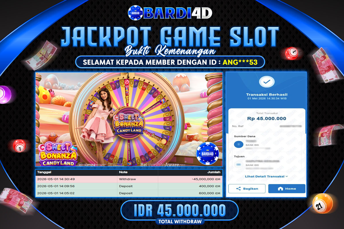 BARDI4D - BAYAR JACKPOT SWEET BONANZA CANDY LAND TOTAL RP.45.000.000 | DIBAYAR LUNAS