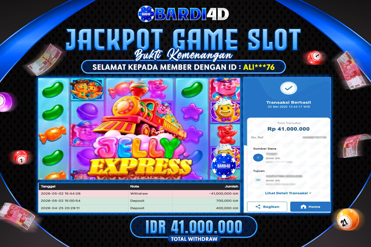 BARDI4D - BAYAR JACKPOT SLOT JELLY EXPRESS TOTAL RP.41.000.000 | DIBAYAR LUNAS