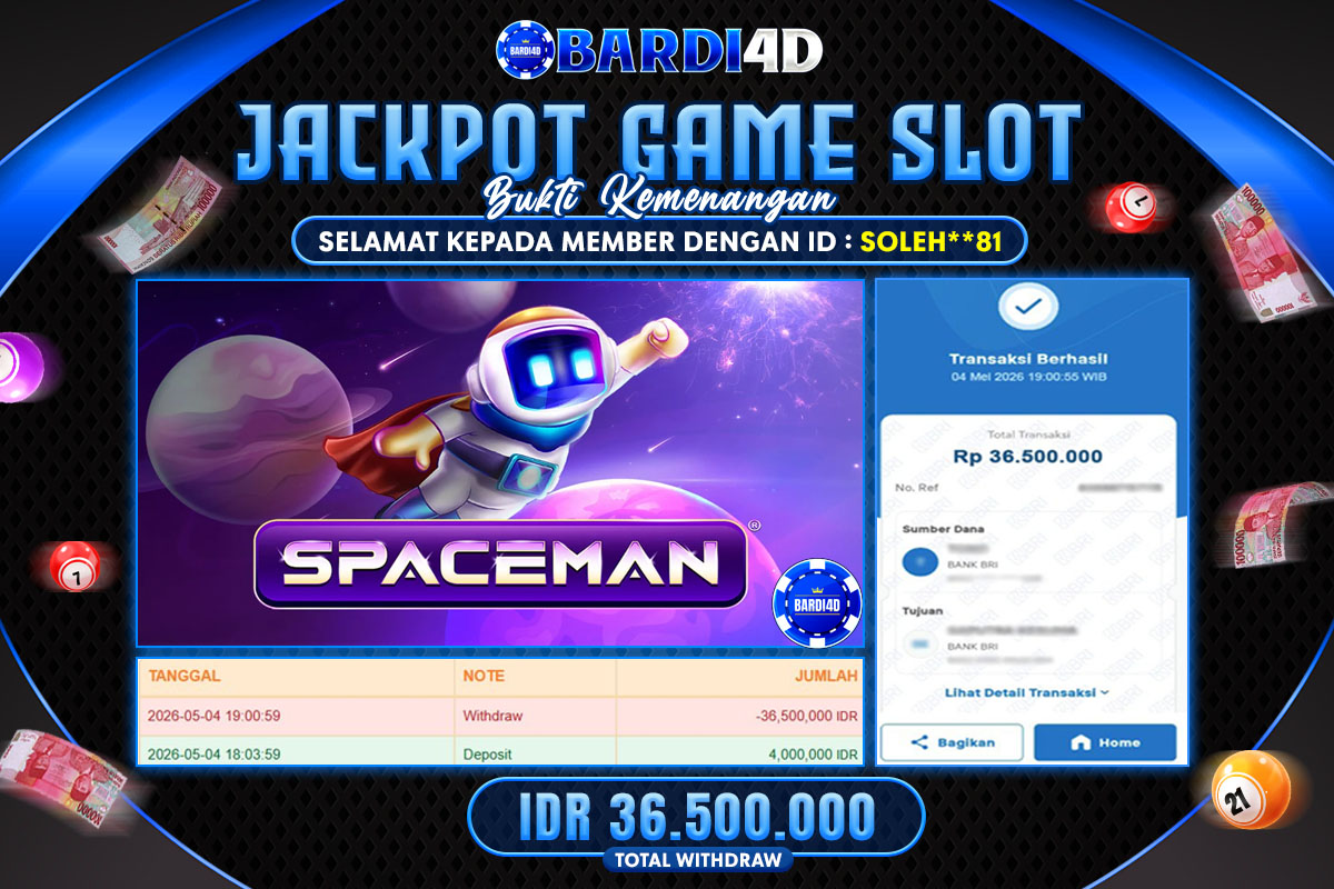 BARDI4D - BAYAR JACKPOT LIVE CASINO SPACEMAN TOTAL RP.36.500.000 | DIBAYAR LUNAS