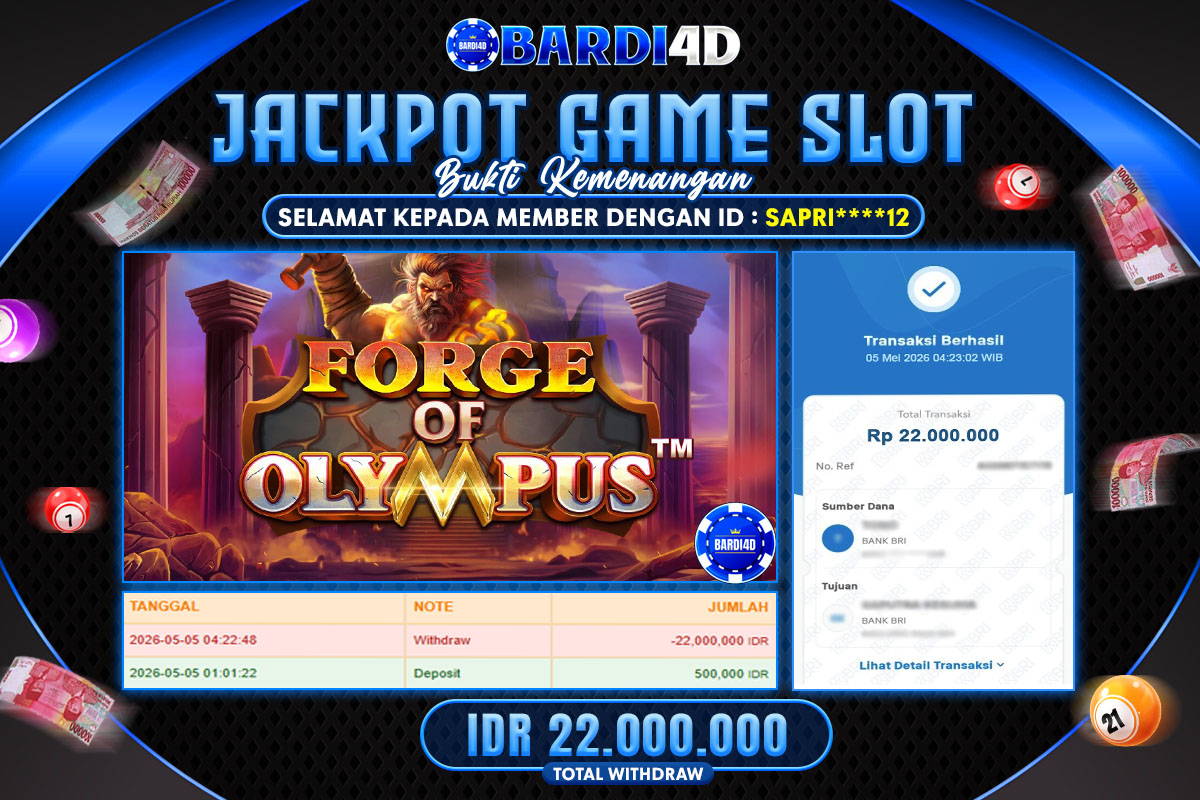 BARDI4D - BAYAR JACKPOT SLOT FORGE OF OLYMPUS TOTAL RP.22.000.000 | DIBAYAR LUNAS