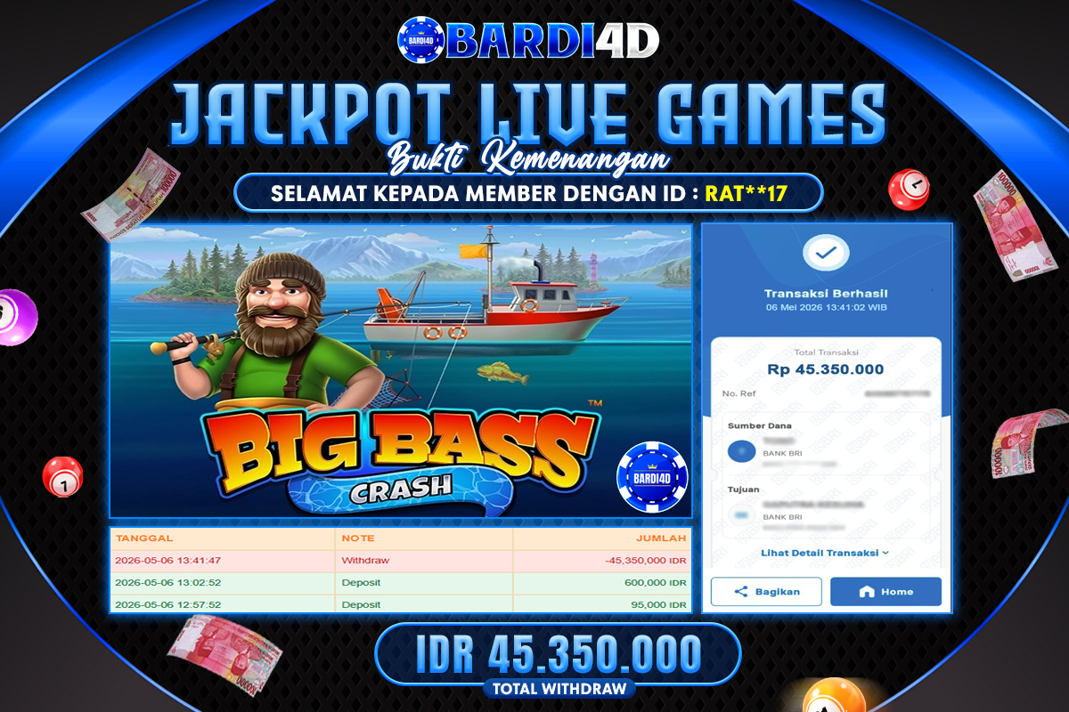 BARDI4D - BAYAR JACKPOT LIVE GAME BIG BASS TOTAL RP.45.350.000 | DIBAYAR LUNAS