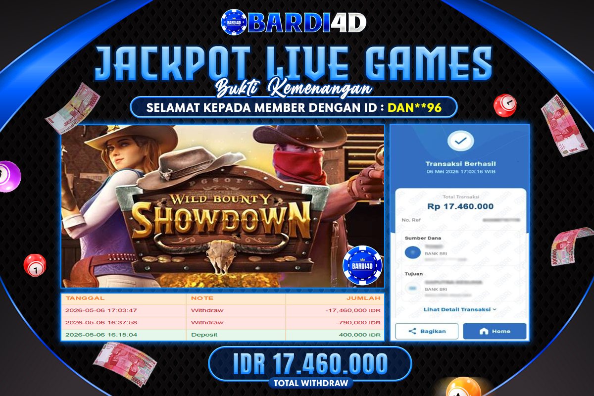 BARDI4D - BAYAR JACKPOT SLOT WILD BOUNTY SHOWDOWN TOTAL RP.17.460.000| DIBAYAR LUNAS