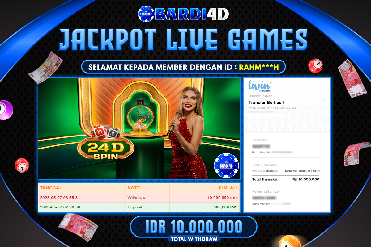 BARDI4D - BAYAR JACKPOT LIVE GAMES 24D SPIN TOTAL RP.10.000.000 | DIBAYAR LUNAS
