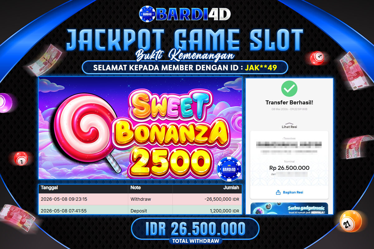 BARDI4D - BAYAR JACKPOT SLOT SWEET BONANZA 2500 TOTAL RP.26.500.000 | DIBAYAR LUNAS