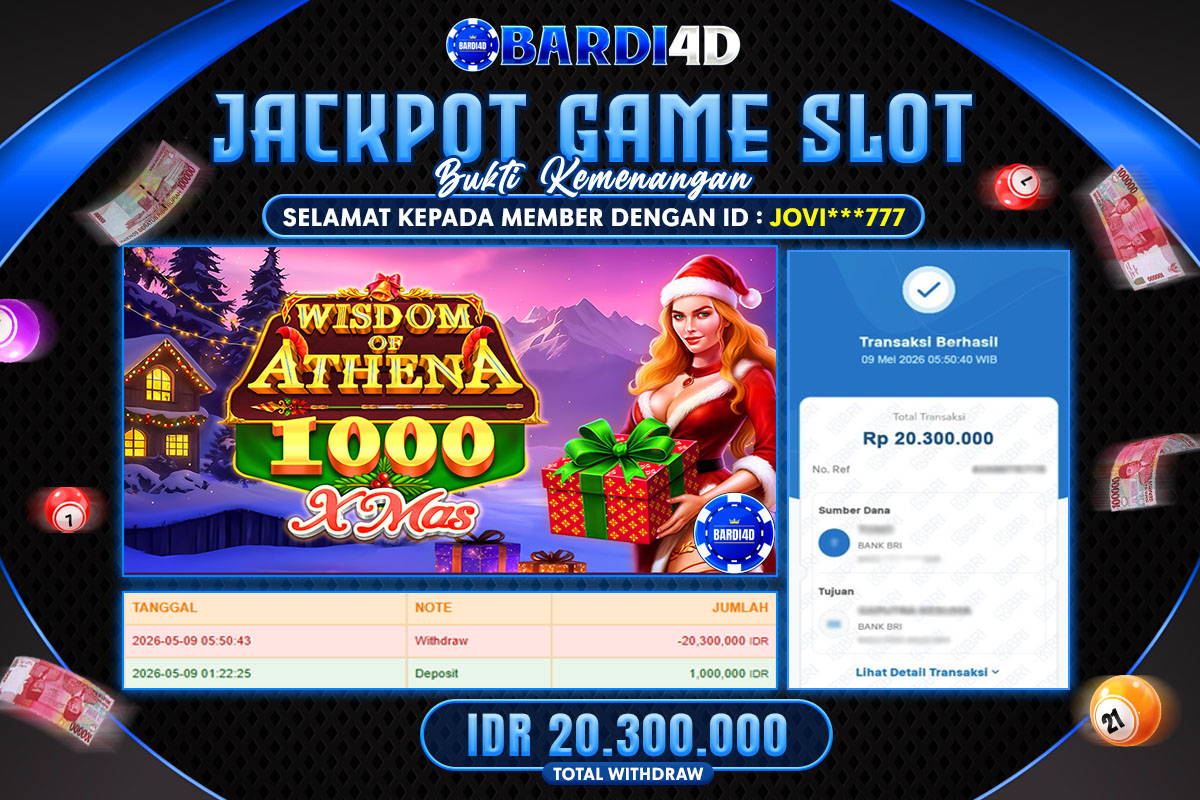 BARDI4D - BAYAR JACKPOT SLOT WISDOM OF ATHENA 1000 XMAS TOTAL RP.20.300.000 | DIBAYAR LUNAS