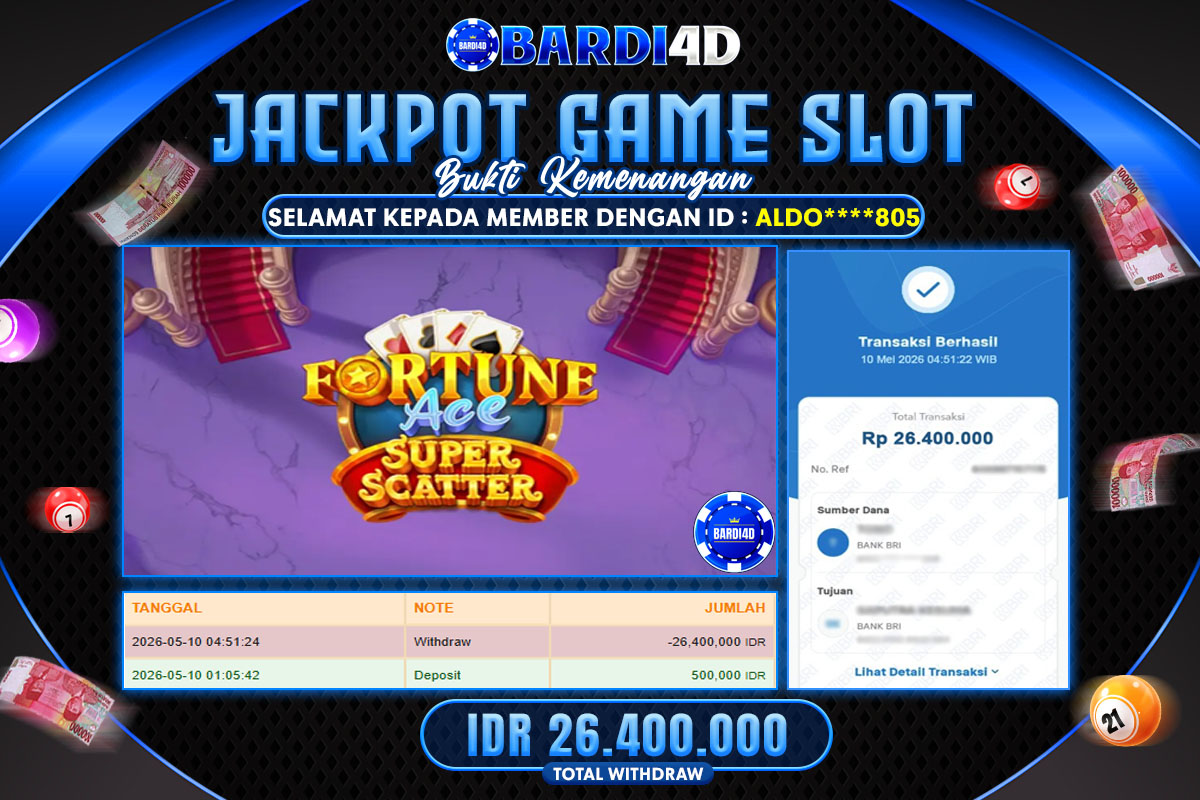 BARDI4D - BAYAR JACKPOT SLOT FORTUNE ACE SUPER SCATTER TOTAL RP.26.400.000 | DIBAYAR LUNAS