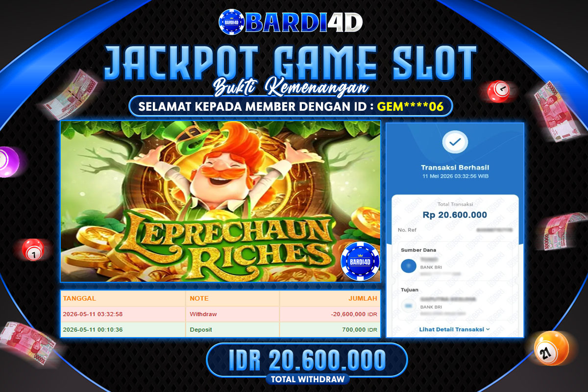 BARDI4D - BAYAR JACKPOT SLOT LEPRECHAUN RICHES TOTAL RP.20.600.000 | DIBAYAR LUNAS
