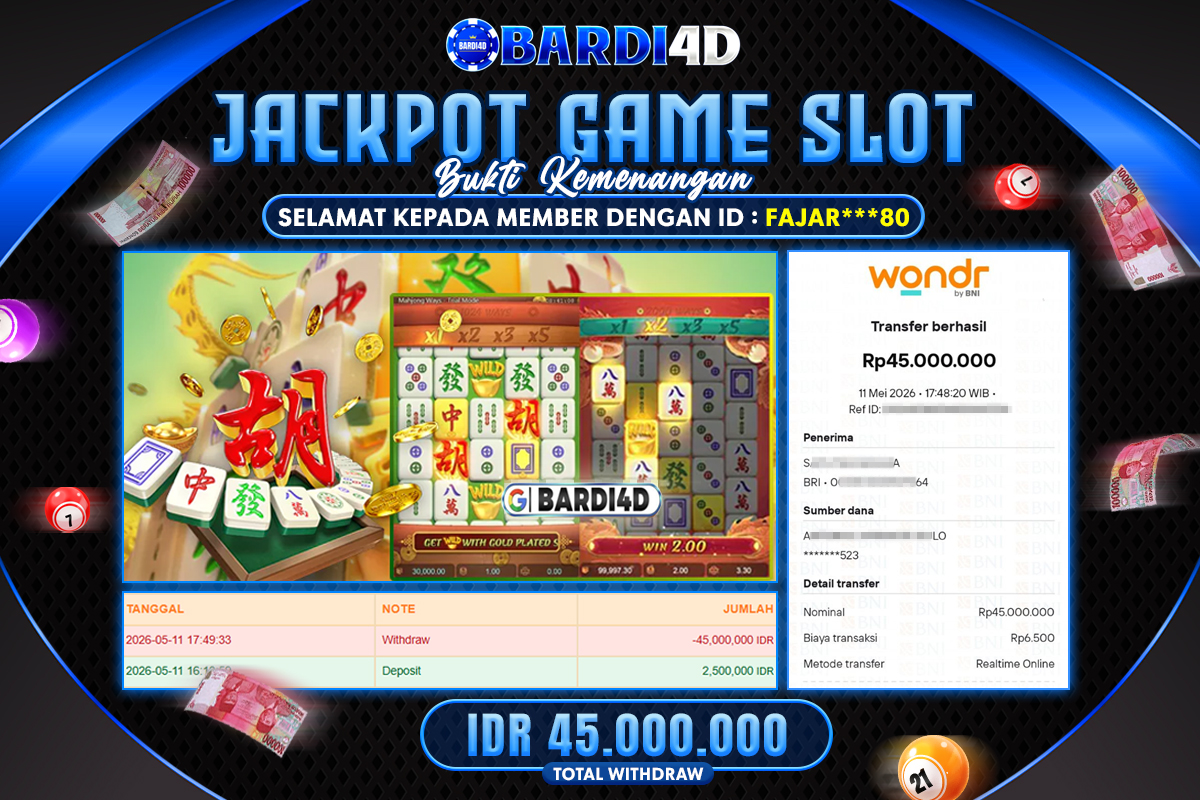 BARDI4D - BAYAR JACKPOT SLOT MAHJONG WAYS 2 TOTAL RP.45.000.000 | DIBAYAR LUNAS