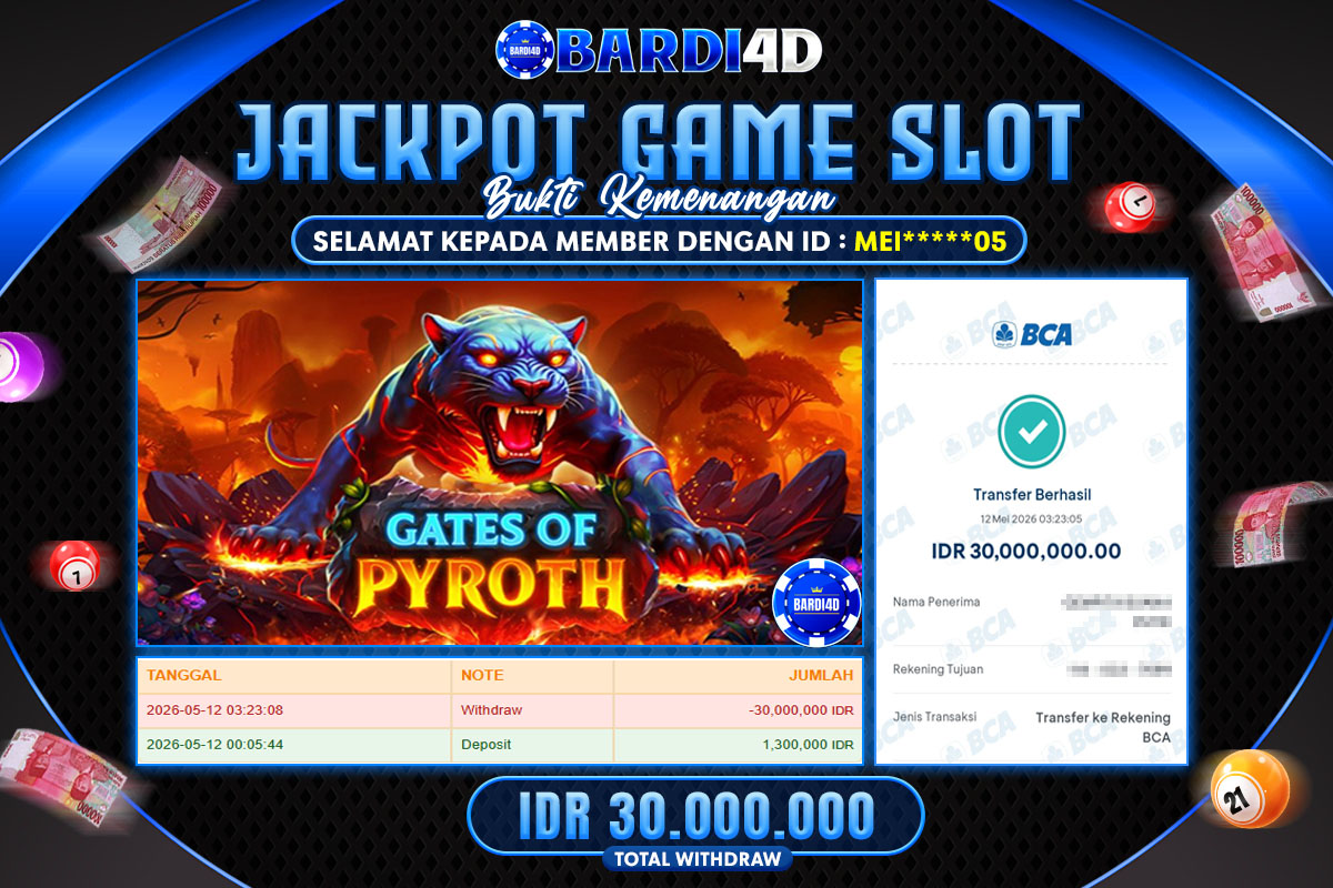 BARDI4D - BAYAR JACKPOT SLOT GATES OF PYROTH TOTAL RP.30.000.000 | DIBAYAR LUNAS