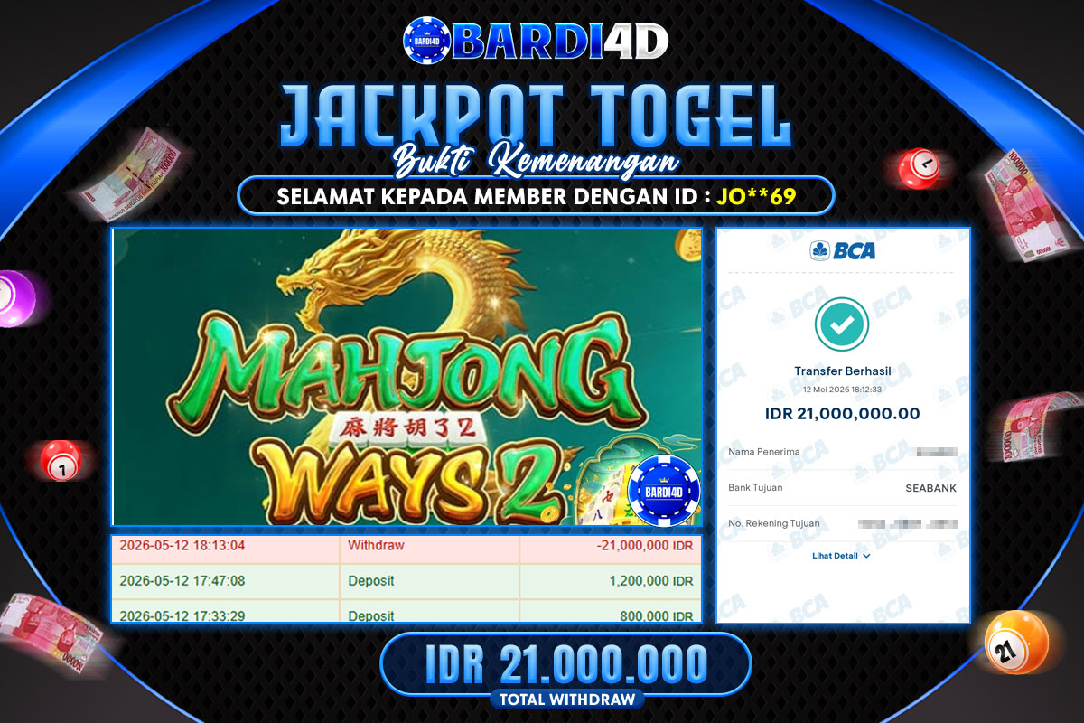 BARDI4D - BAYAR JACKPOT SLOT MAHJONG WAYS 2  TOTAL RP.21.000.000 | DIBAYAR LUNAS