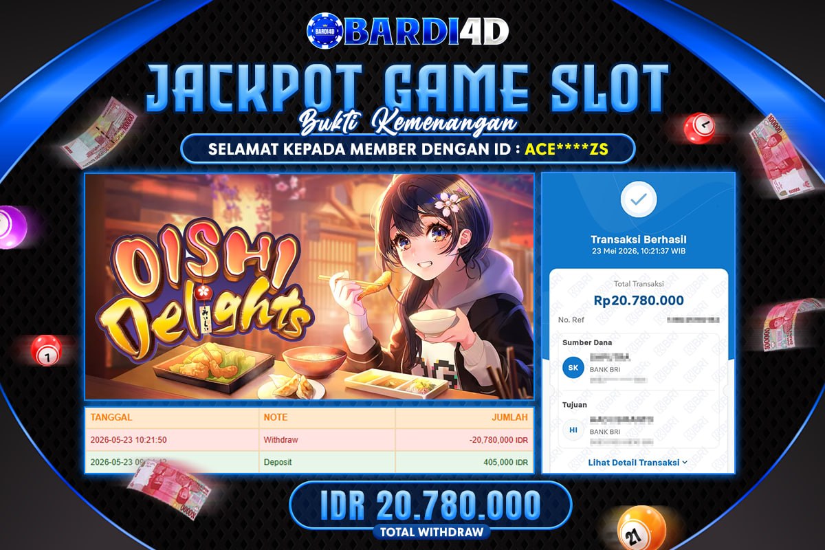 BARDI4D - BAYAR JACKPOT SLOT OISHI DELIGHTS TOTAL RP.20.780.000 | DIBAYAR LUNAS