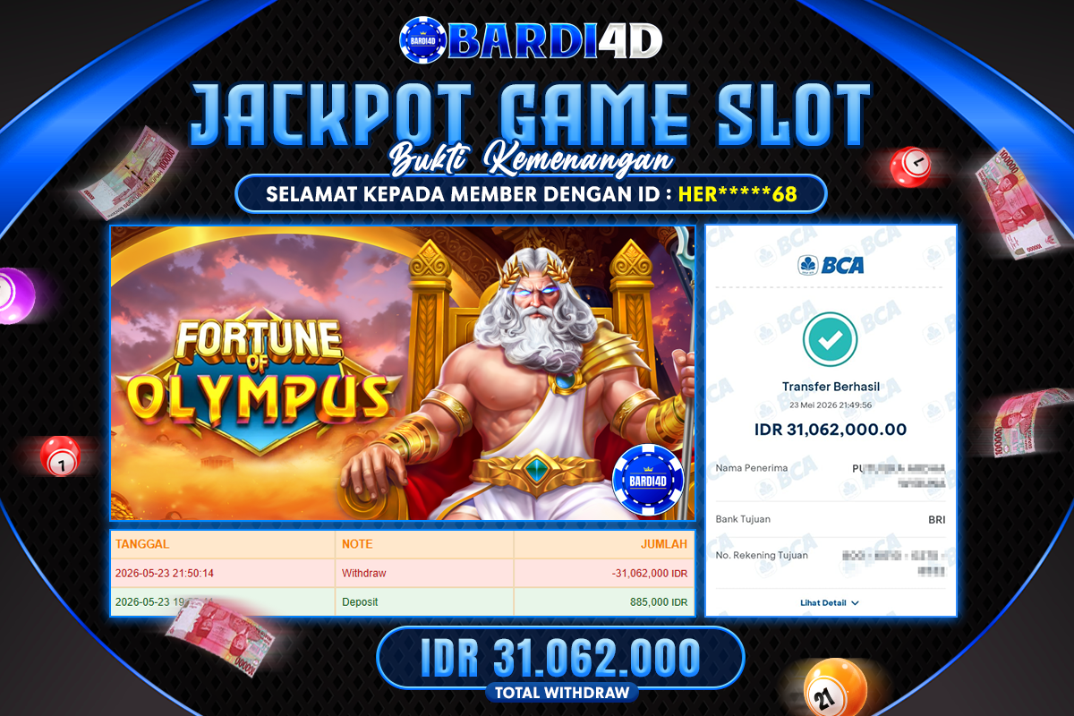 BARDI4D - BAYAR JACKPOT SLOT FORTUNE OF OLYMPUS TOTAL RP 31.062.000 | DIBAYAR LUNAS