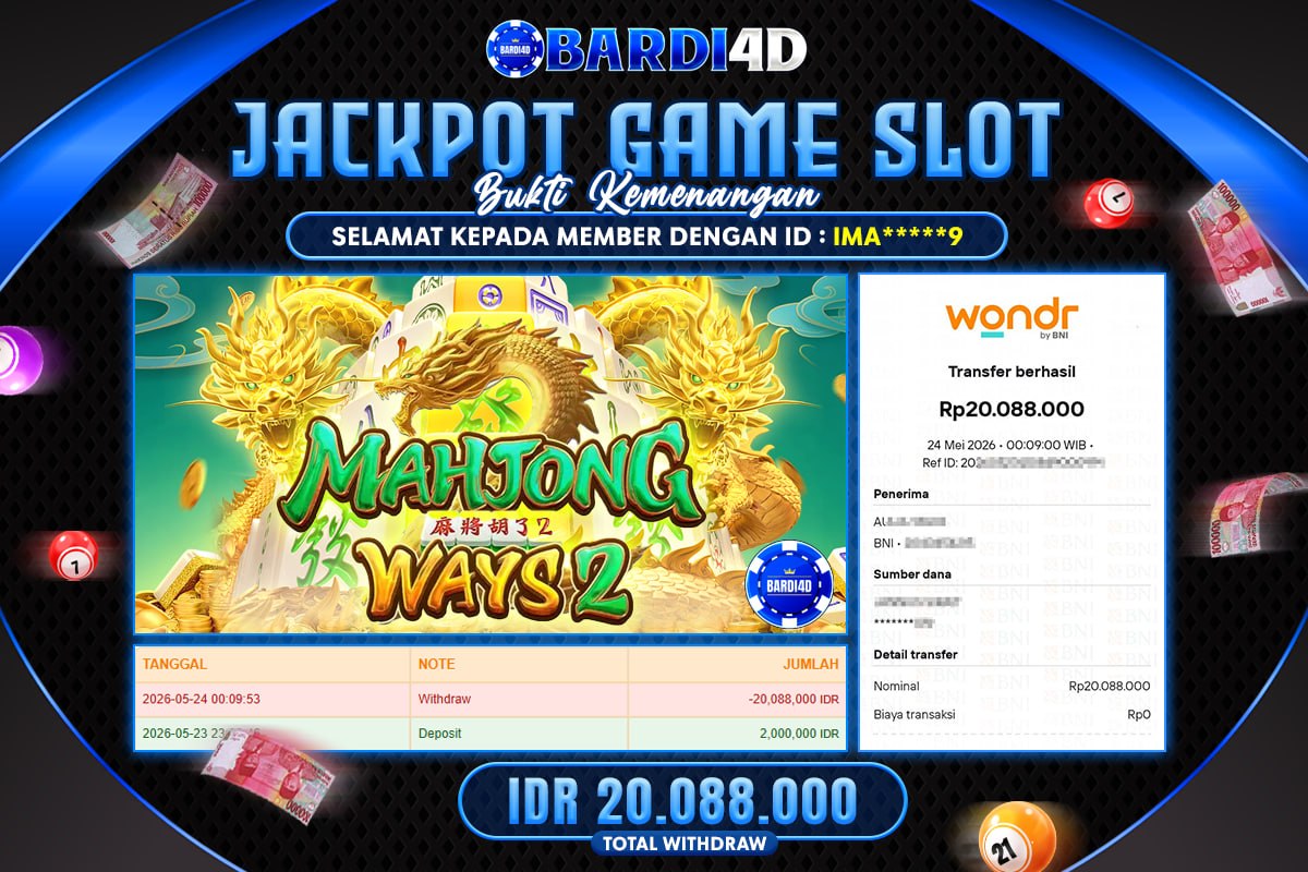 BARDI4D - BAYAR JACKPOT SLOT MAHJONG WAYS 2 TOTAL RP.20.088.000 | DIBAYAR LUNAS