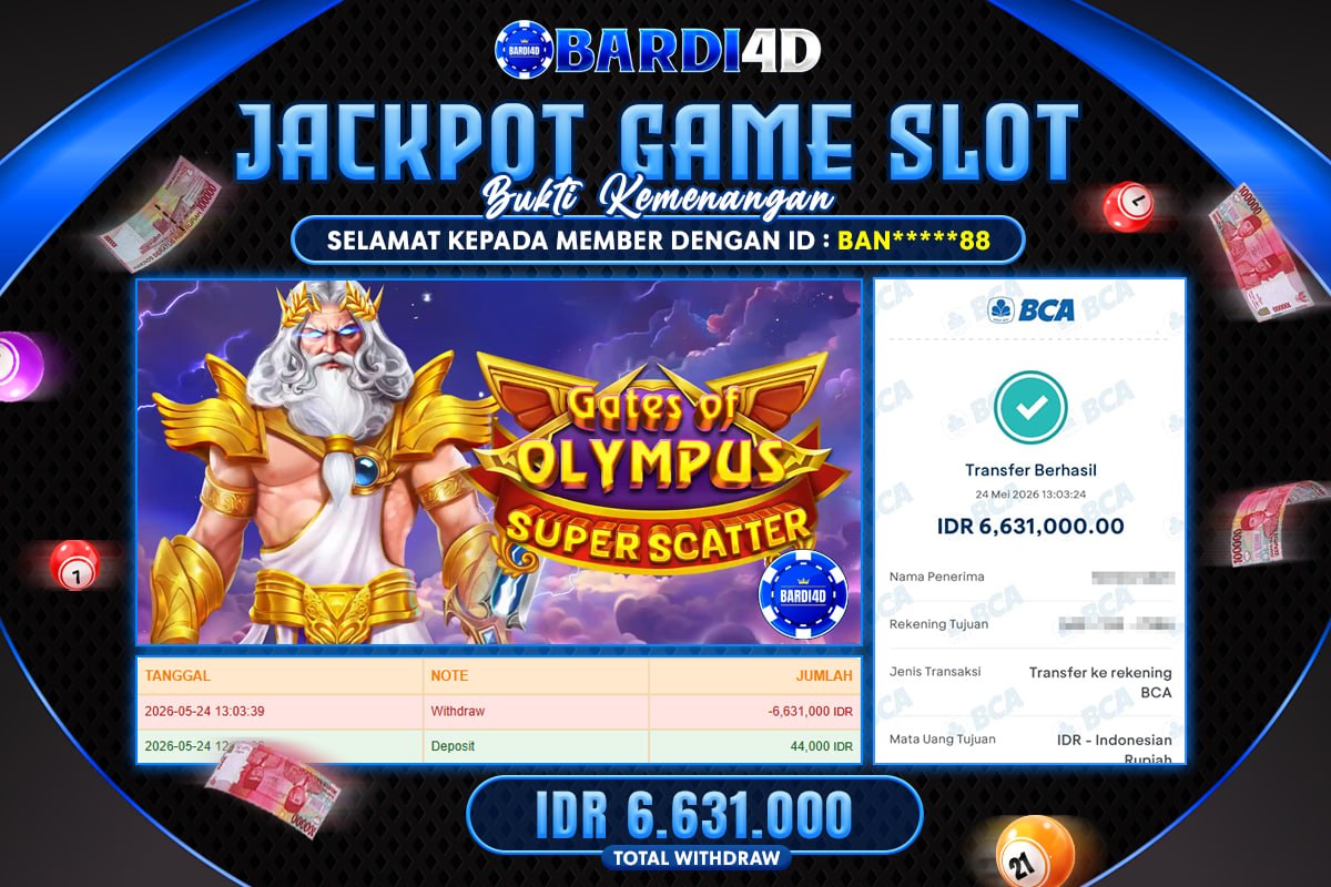 BARDI4D - BAYAR JACKPOT SLOT GATES OF OLYMPUS SUPER SCATTER TOTAL RP.6.631.000 | DIBAYAR LUNAS