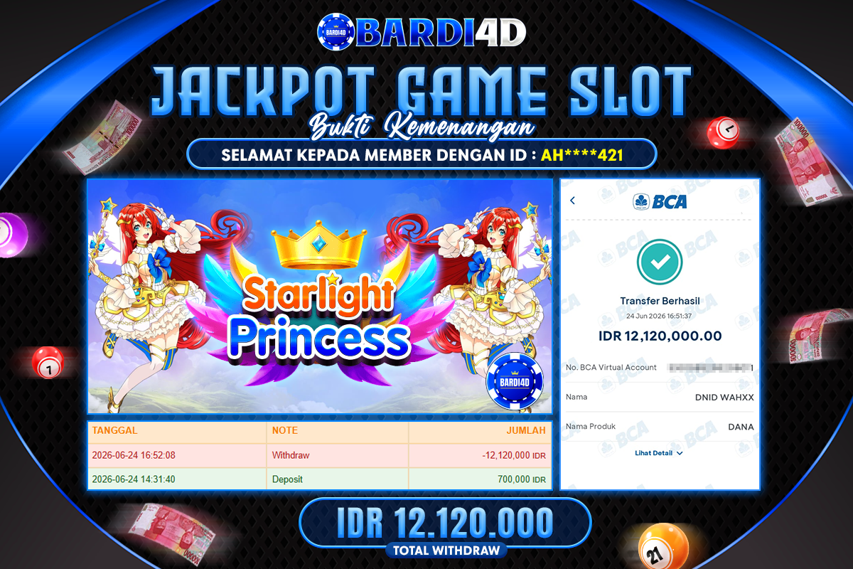 BARDI4D - BAYAR JACKPOT SLOT STARLIGHT PRINCES TOTAL RP.12.120.000 | DIBAYAR LUNAS