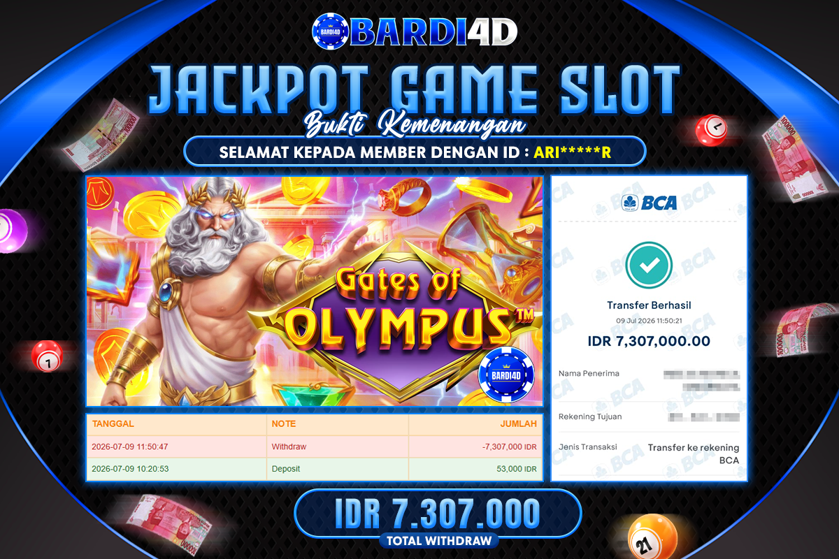 BARDI4D - BAYAR JACKPOT SLOT GATES OF GATOTKACA SUPER SCATTER TOTAL RP.7.307.000 | DIBAYAR LUNAS