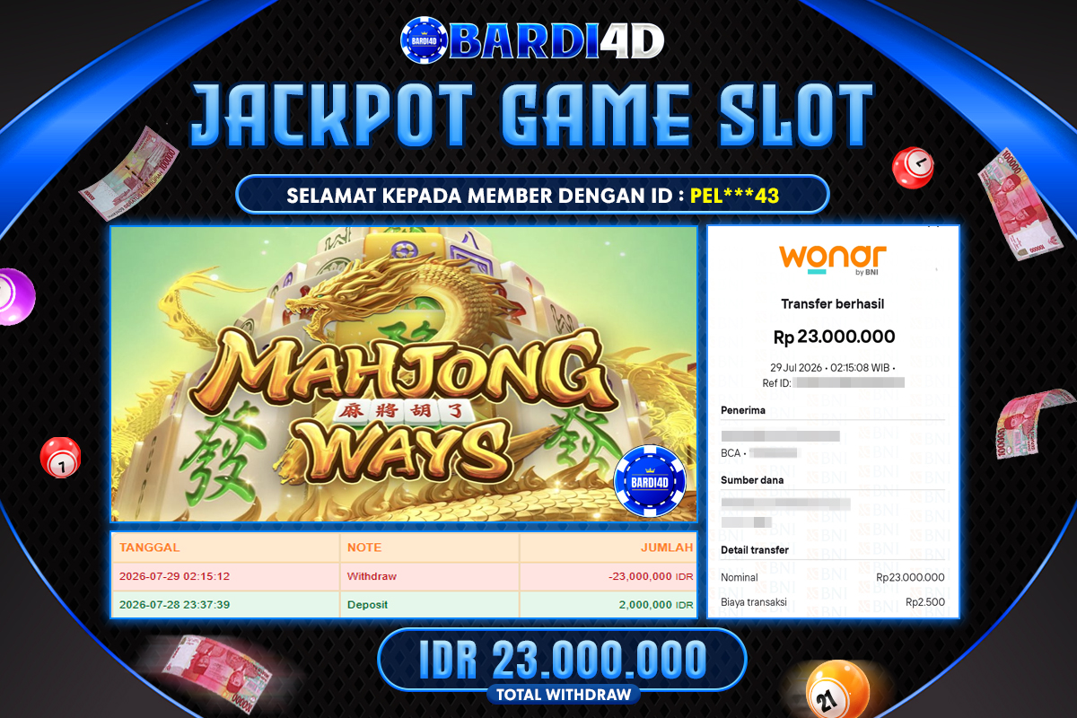 BARDI4D - BAYAR JACKPOT SLOT MAHJONG WAYS TOTAL RP.23.000.000 | DIBAYAR LUNAS