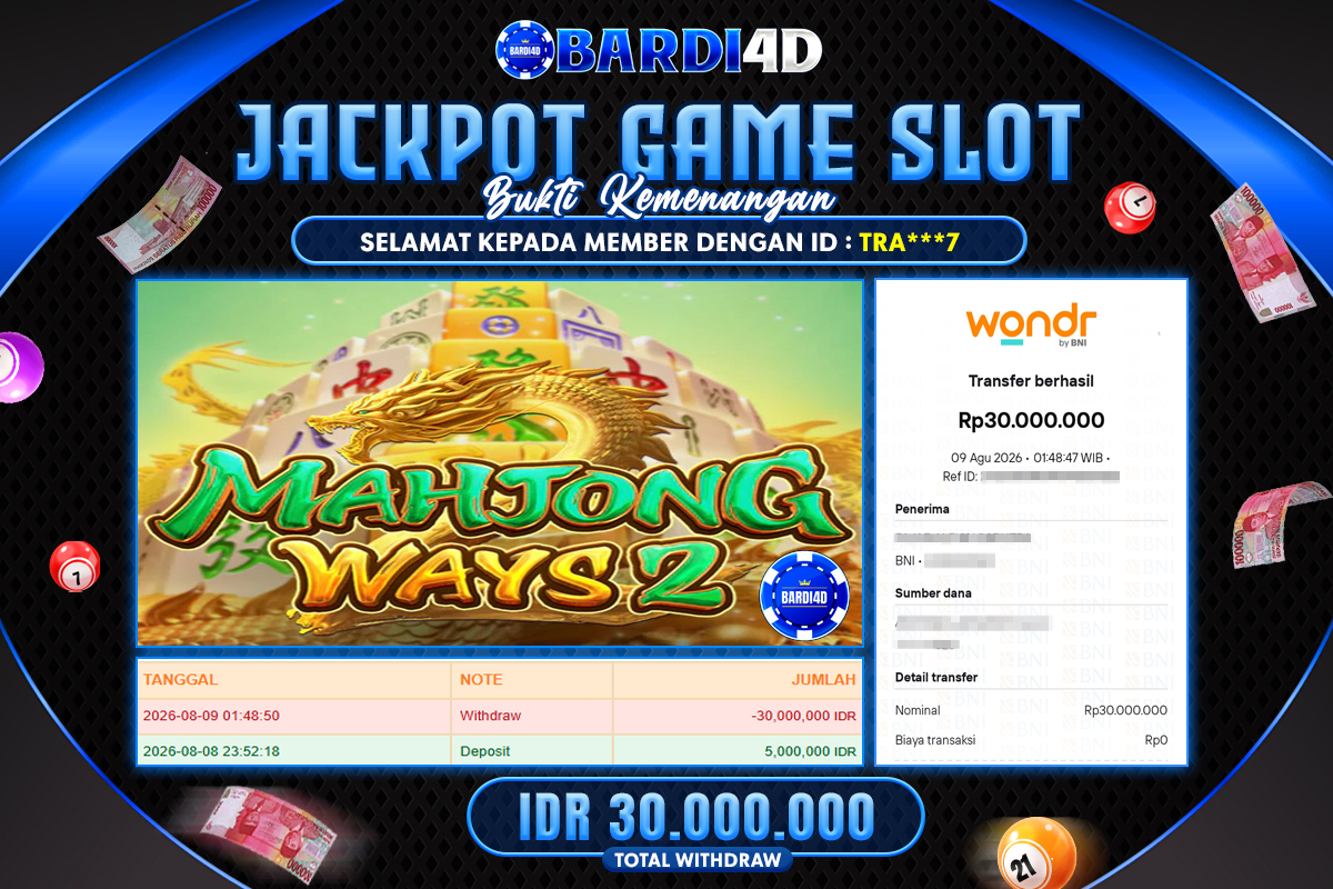 BARDI4D - BAYAR JACKPOT SLOT MAHJONG WAYS 2 TOTAL RP.30.000.000 | DIBAYAR LUNAS