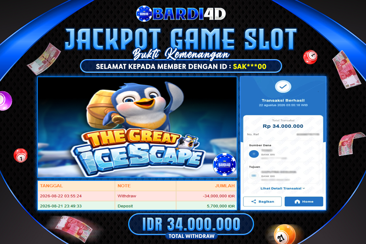 BARDI4D - BAYAR JACKPOT SLOT THE GREAT ICELAND TOTAL RP.34.000.000 | DIBAYAR LUNAS